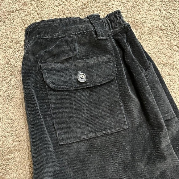 Preswick & Moore Black corduroy pants trousers with button fly pockets woman 20w - Picture 2 of 8